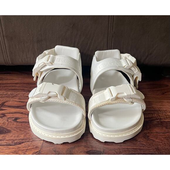 $775 NIB Bottega Veneta Textile Leather Strap Open Toe Sandals White 42(9) main image 11